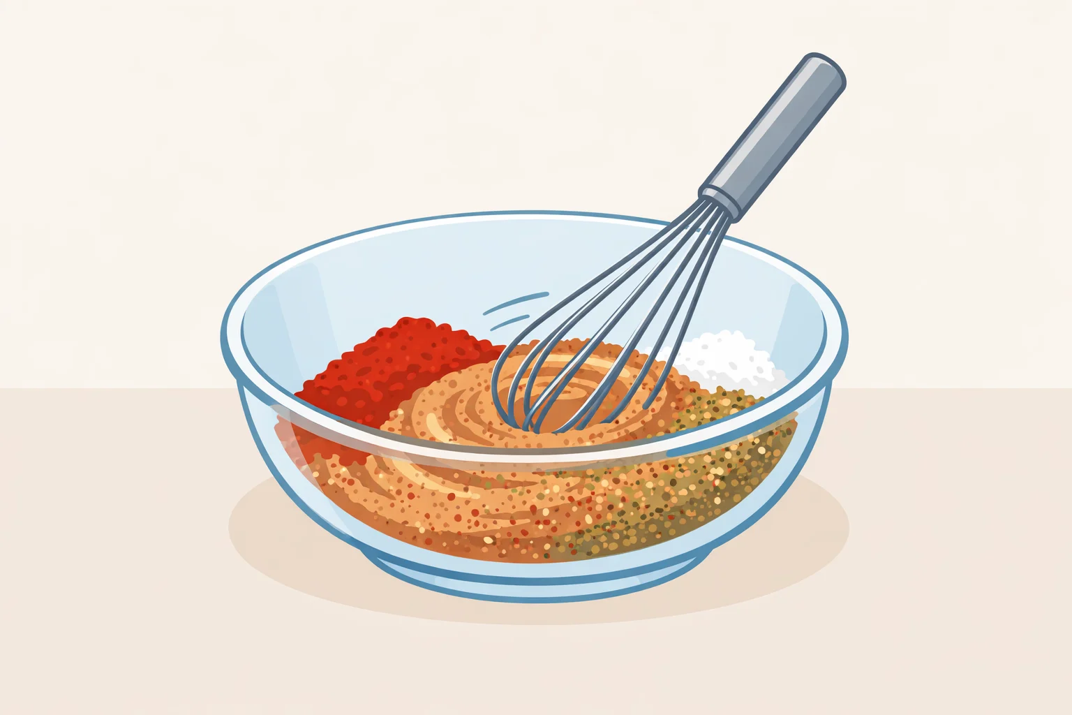 Whisking the homemade burger seasoning base blend in a bowl to combine paprika, kosher salt, garlic powder, onion powder, mustard, black pepper, coriander, and oregano