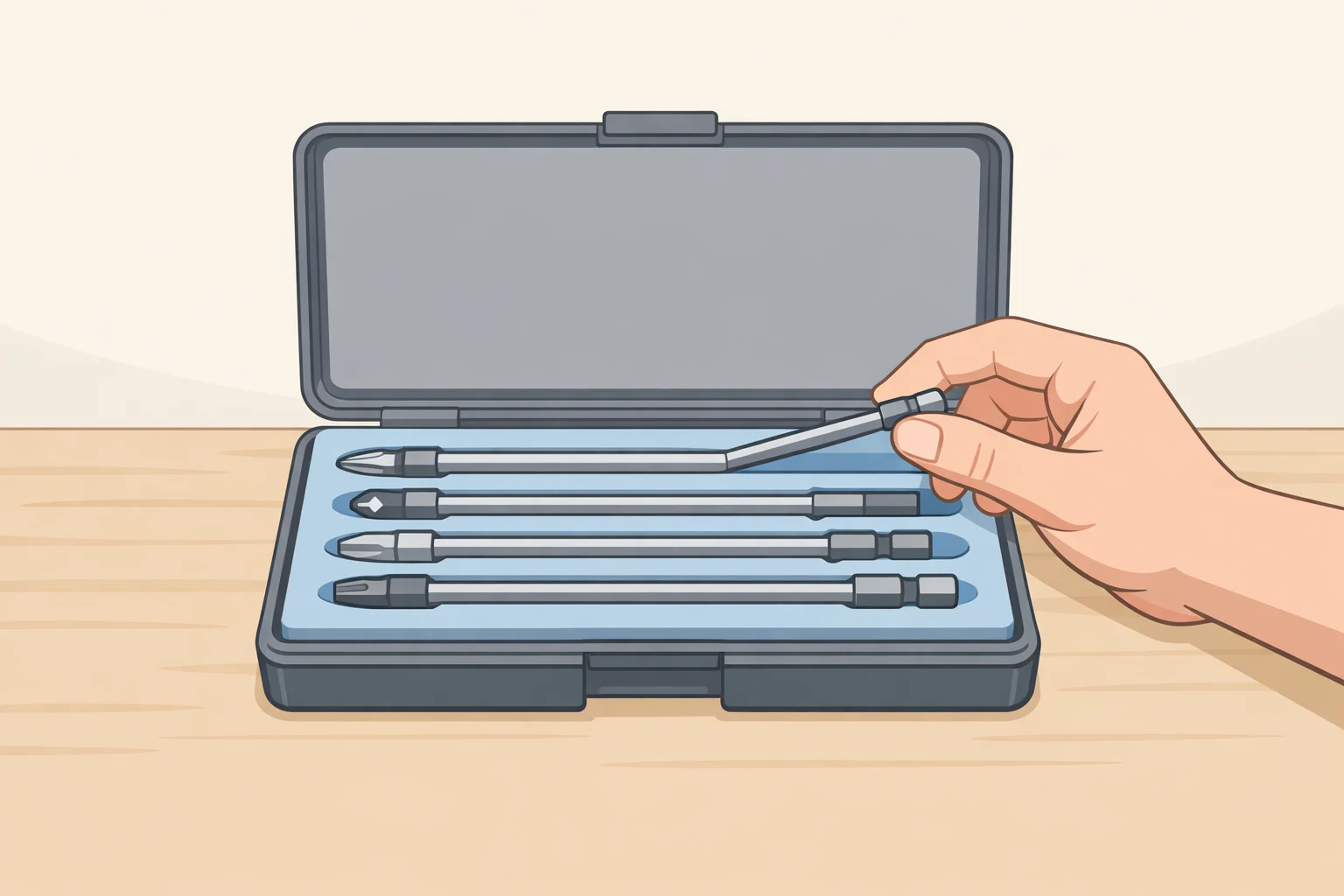 iFixit Megalodon Driver Kit case with foam tray and large printed labels for each extended-reach bit position