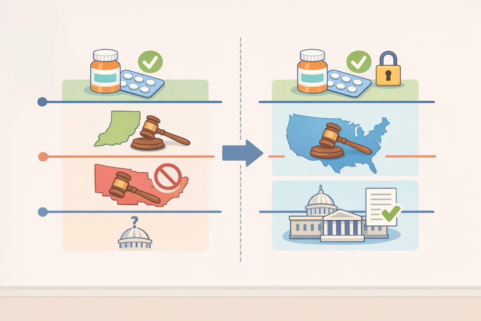 Timeline comparing the Megalodon kit available now, state right-to-repair laws in select states, and the FTC advance notice of proposed rulemaking