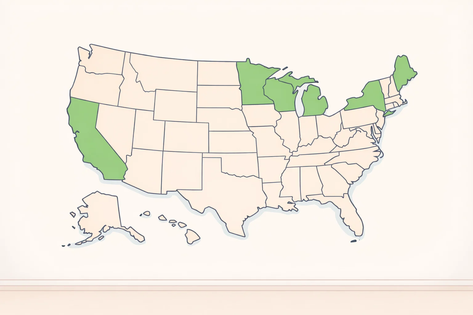 U.S. map highlighting Minnesota, Oregon, Washington, and Colorado for right-to-repair laws covering appliances