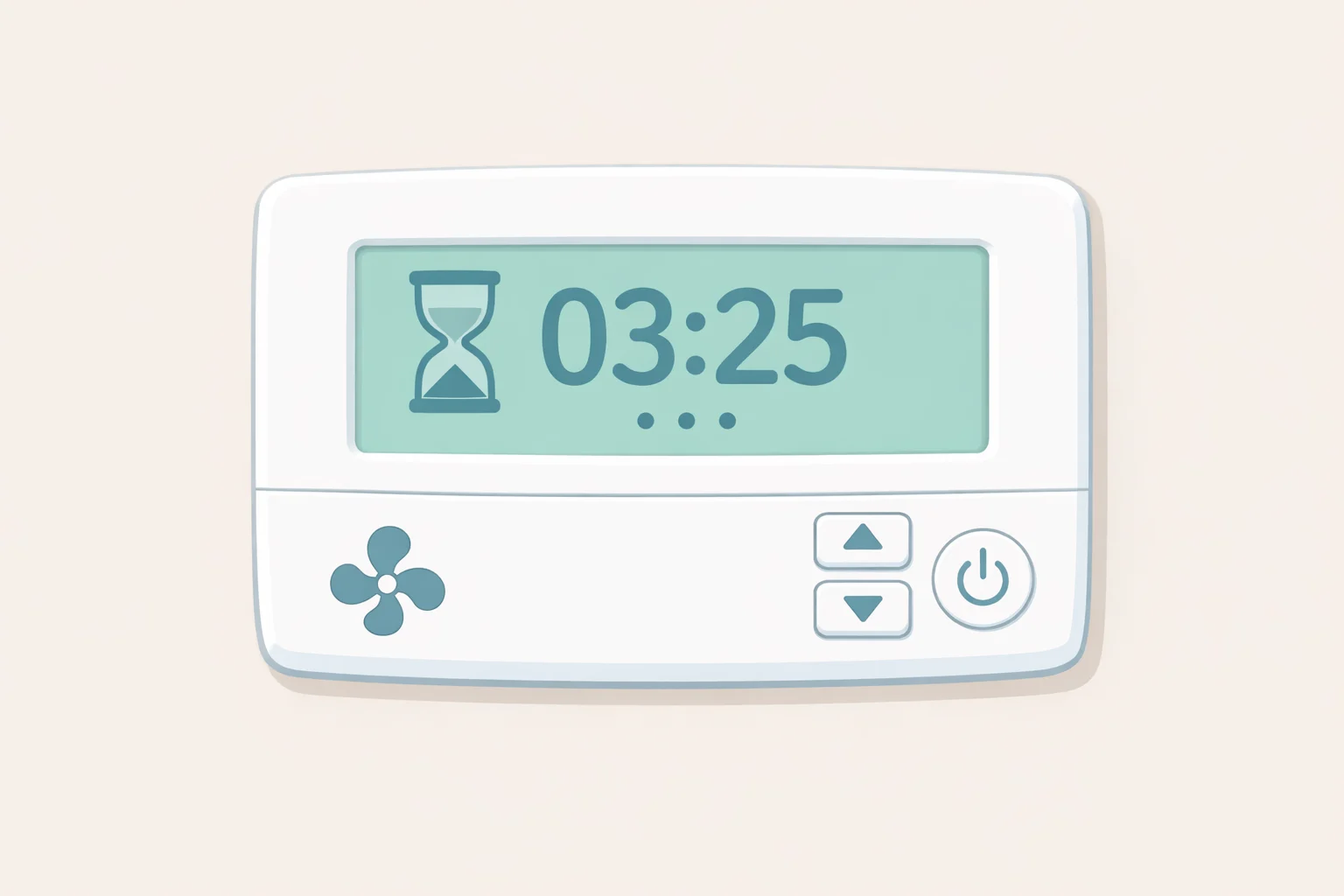 Thermostat display showing a 3–5 minute wait countdown before the AC compressor restarts, illustrating the 3-minute rule for air conditioners protection delay.