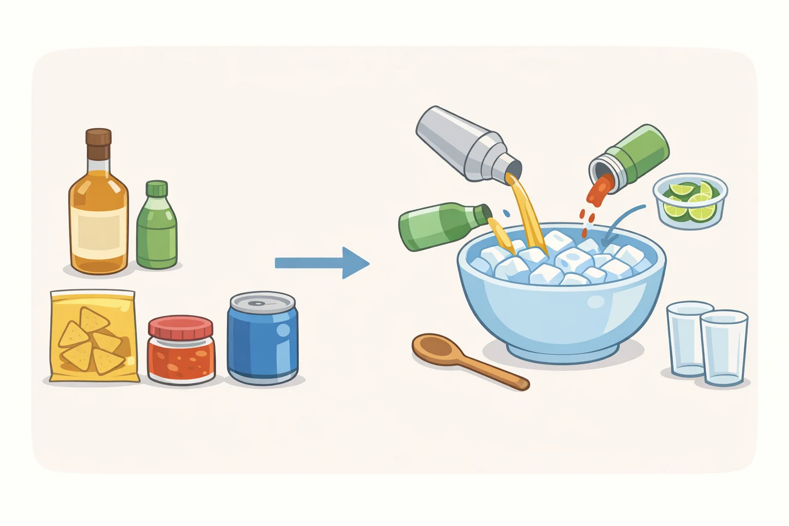 Separately packed sour cream ingredients in a cooler with an on-site ice bath bowl for mixing the dip at a beach or boat day