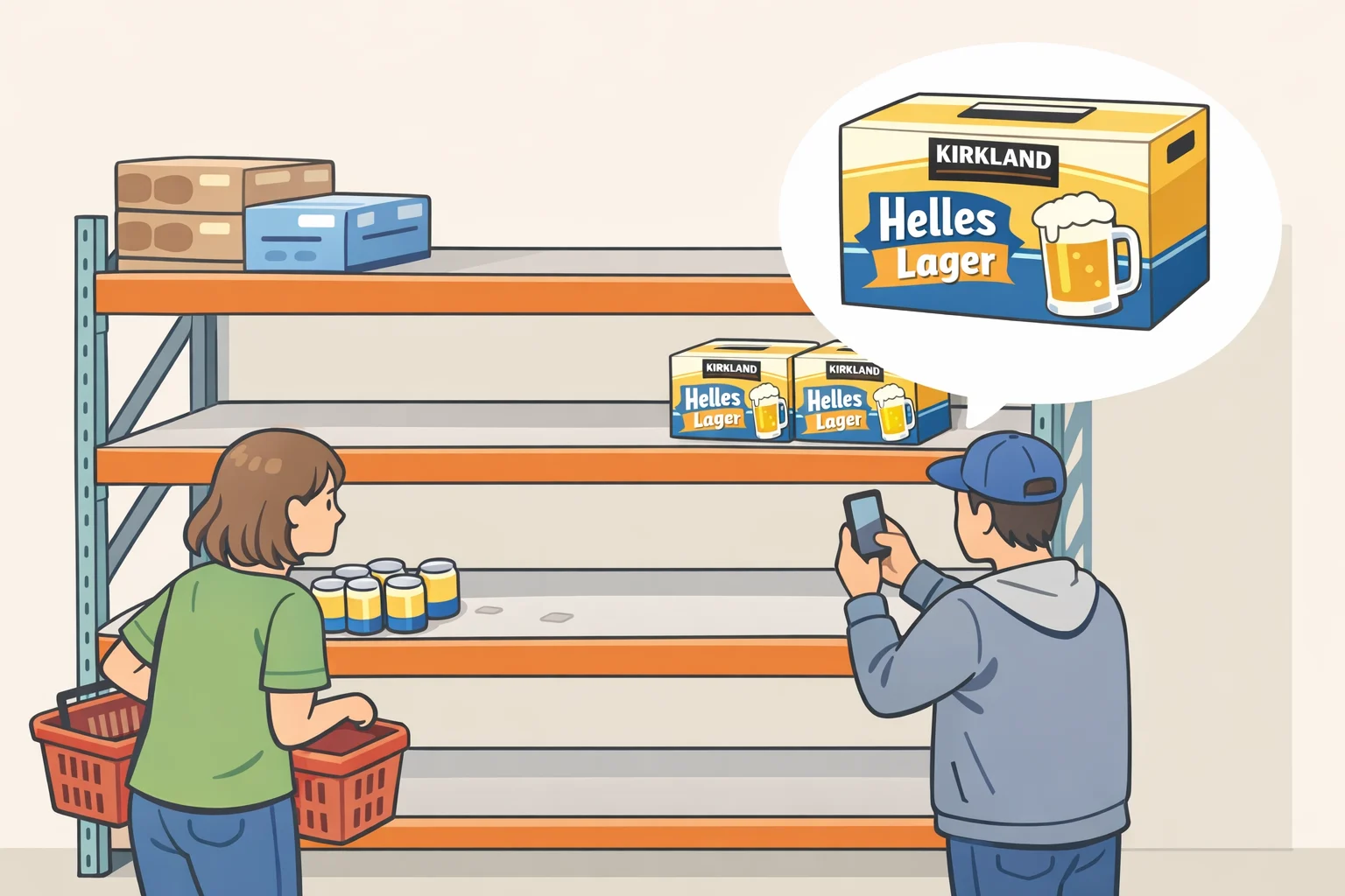 Costco shelves with dwindling Kirkland Signature Helles-Style Lager inventory as Costco discontinuing Kirkland Signature Helles Lager and shoppers rush to buy before September or October