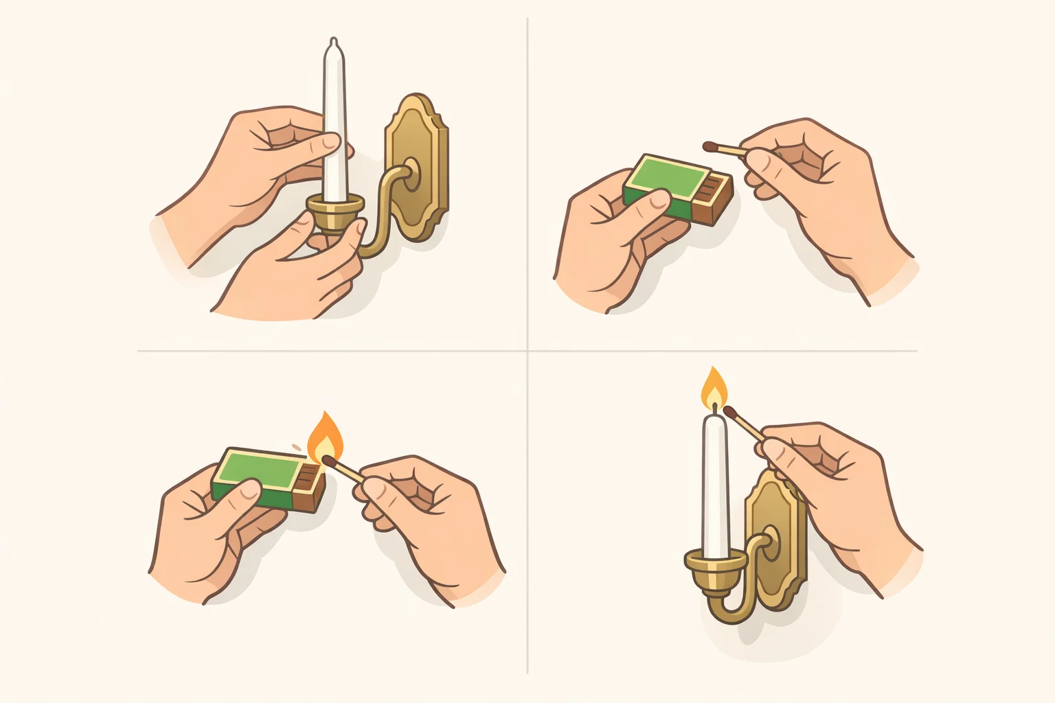 A person pausing to touch, light, and adjust a taper in a wall-mounted candle sconce, emphasizing the candlelight interior design mood and ritual