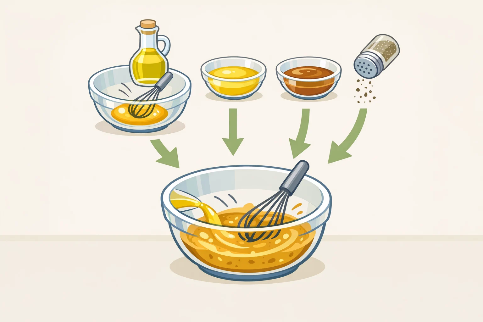 Cornell chicken recipe basting sauce: an egg beaten first, then vegetable oil stirred in, followed by apple cider vinegar, salt, and poultry seasoning to create an emulsified coating