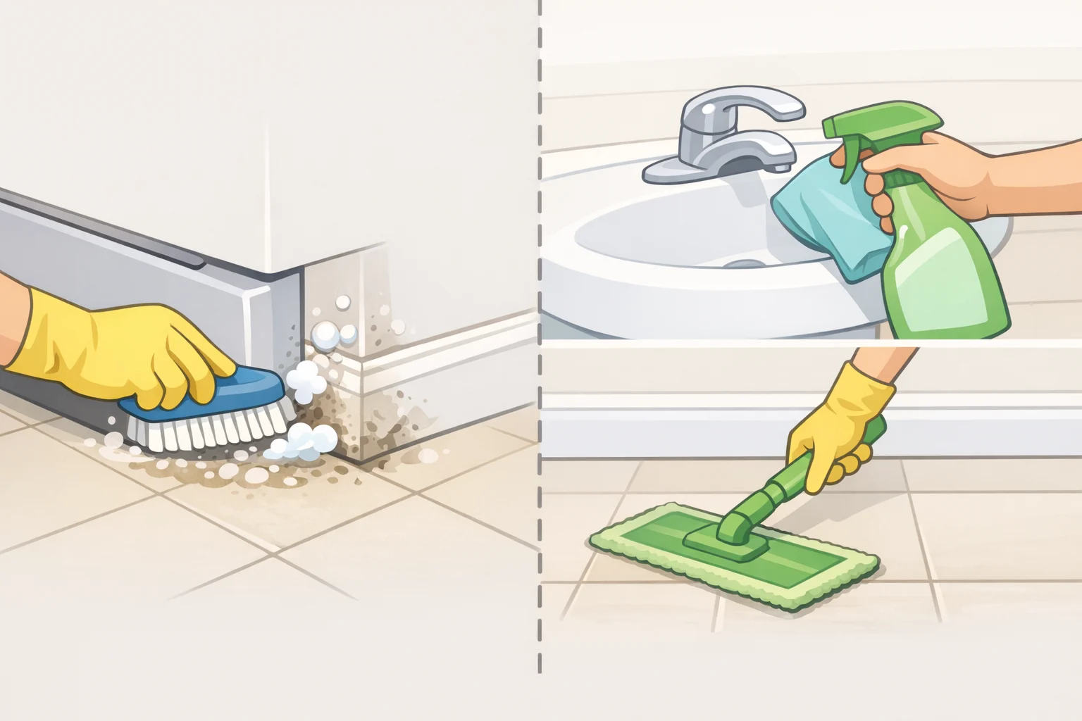 Comparison of deep cleaning vs recurring cleaning Allen TX tasks: deep cleaning focuses on behind appliances, baseboards, and neglected corners, while recurring cleaning keeps floors, bathrooms, and everyday surfaces fresh between resets.