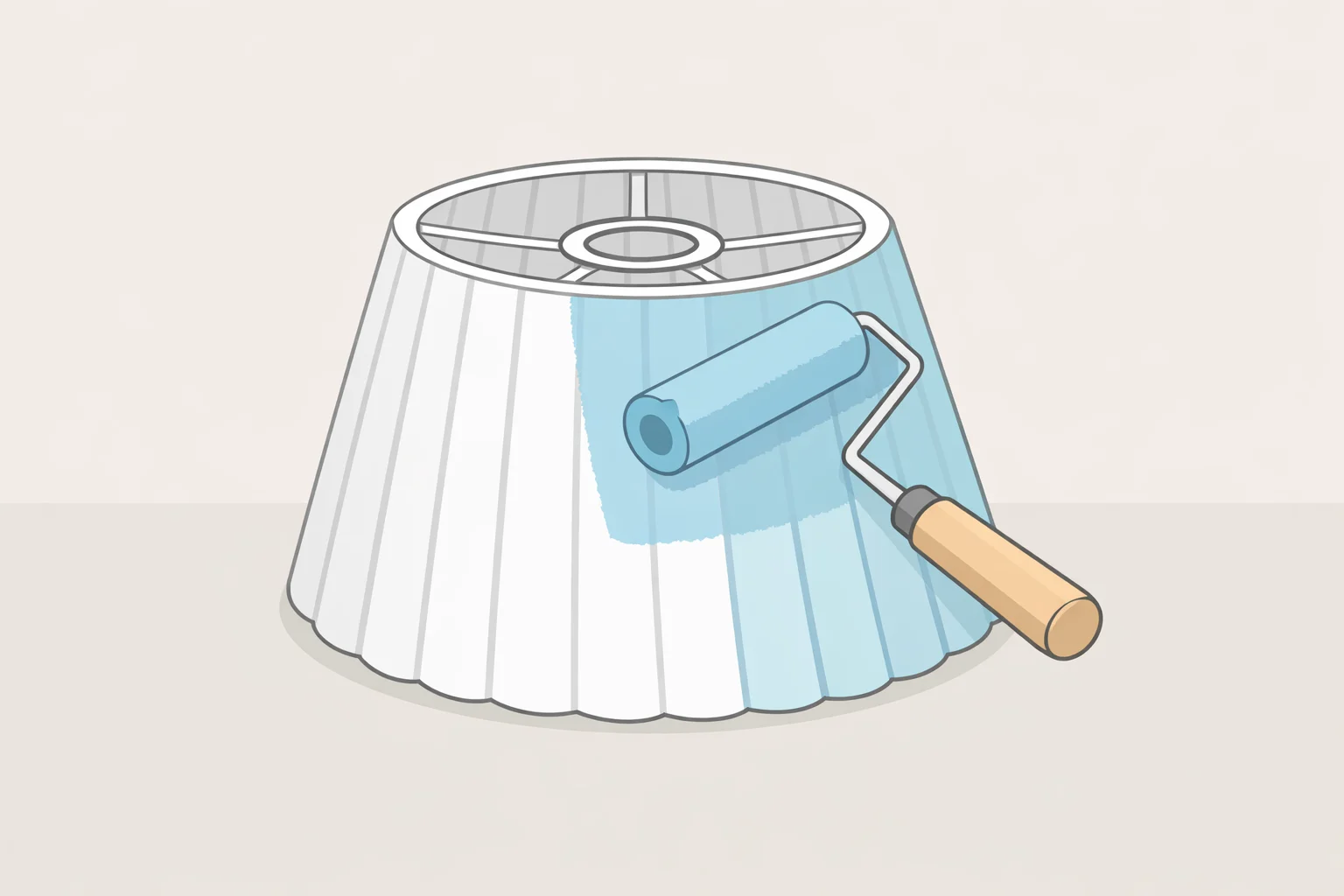 Close-up of using a paint roller to apply full or lightly distressed color onto an IKEA REGOLIT paper lantern shade