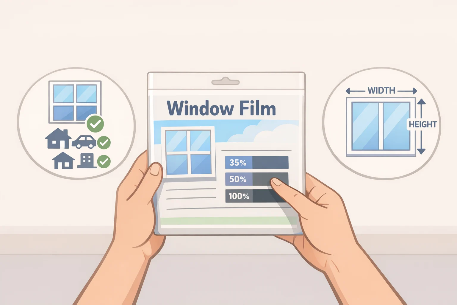 Close-up of a Dollar Tree stained glass window film roll box showing backing type, glass surface restrictions, and stated coverage in simple checklist format